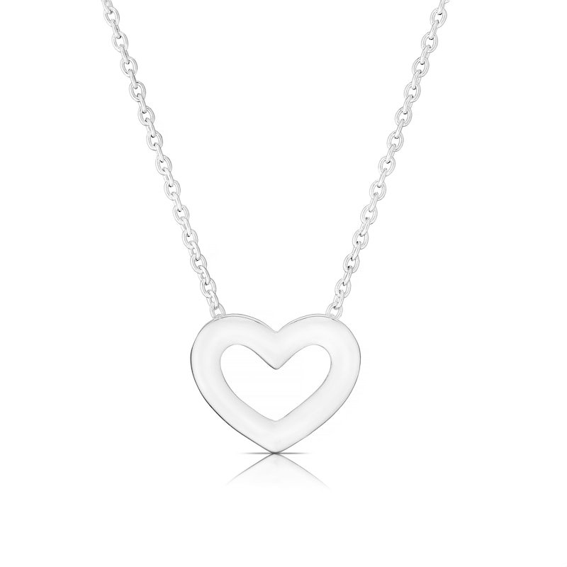 Main Image 1 of Sterling Silver Chunky Open Heart Pendant Necklace