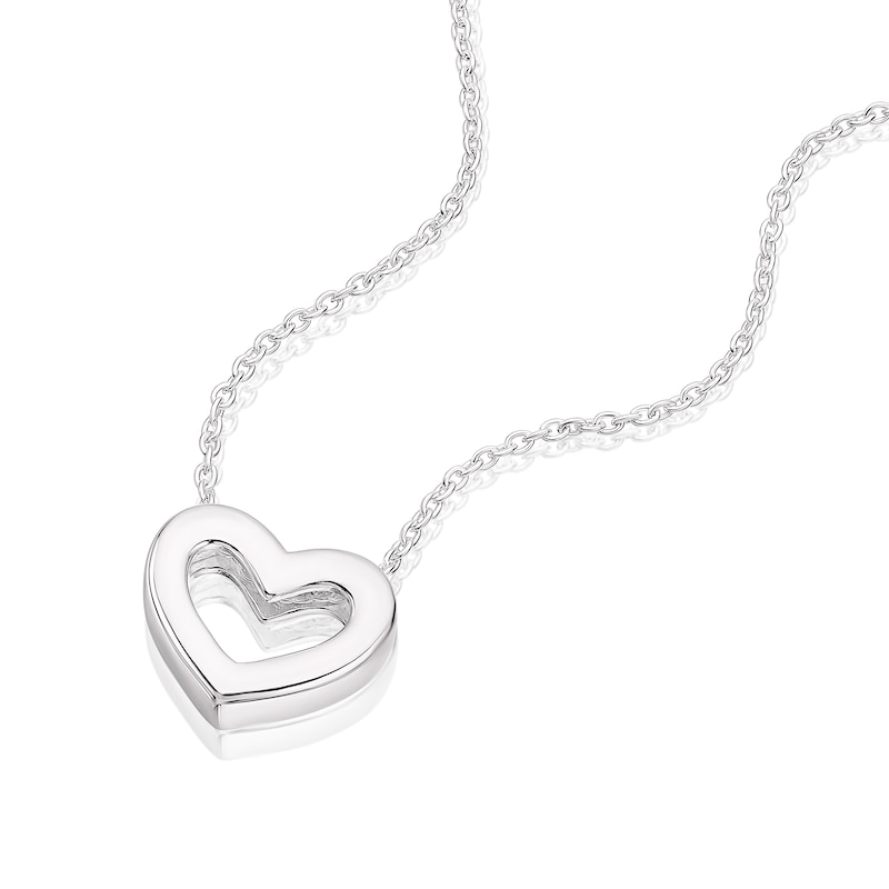 Main Image 2 of Sterling Silver Chunky Open Heart Pendant Necklace