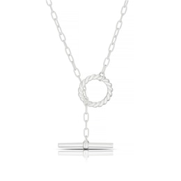 Sterling Silver Swirl T Bar Necklace
