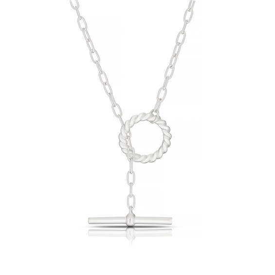 Sterling Silver Swirl T Bar Necklace