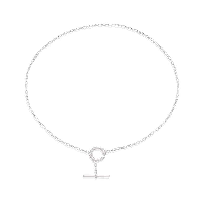 Main Image 2 of Sterling Silver Swirl T Bar Necklace