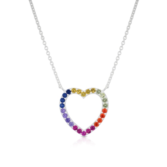 Sterling Silver Cubic Zirconia Open Heart Pendant Necklace