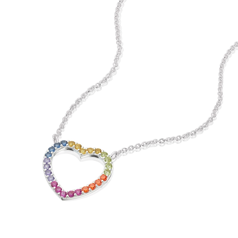 Main Image 2 of Sterling Silver Cubic Zirconia Open Heart Pendant Necklace