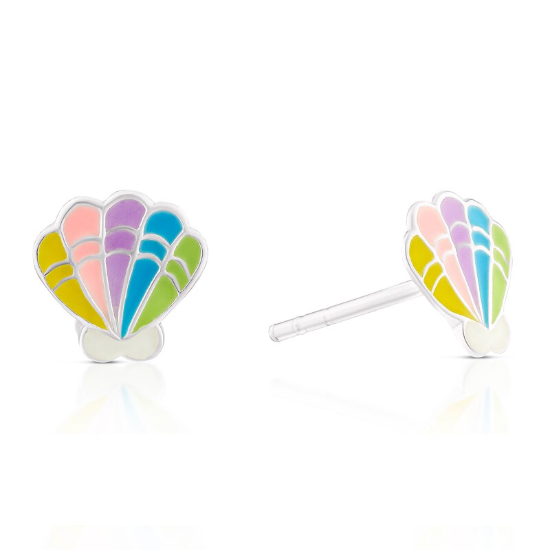 Main Image 1 of Children's Sterling Silver Pastel Coloured Shell Stud Earrings
