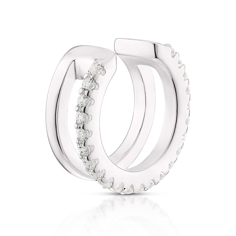 Main Image 1 of Sterling Silver Cubic Zirconia Pave Double Row Ear Cuff