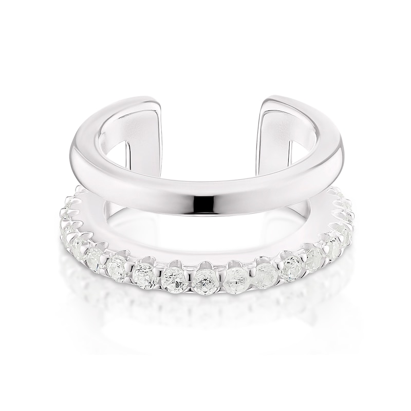 Main Image 2 of Sterling Silver Cubic Zirconia Pave Double Row Ear Cuff