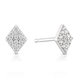 Sterling Silver Cubic Zirconia Diamond Shaped Stud Earrings