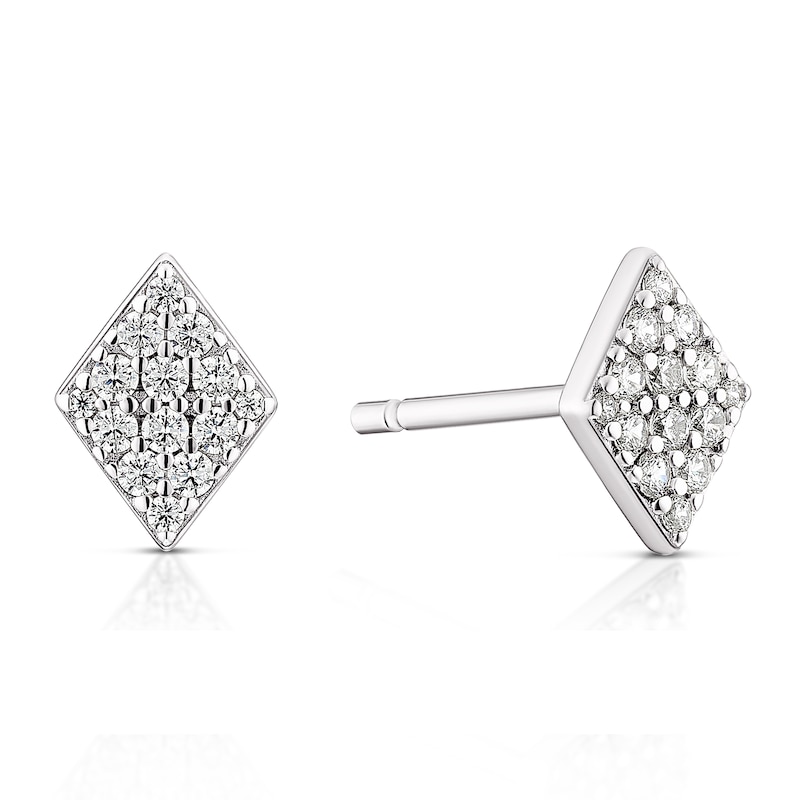 Main Image 1 of Sterling Silver Cubic Zirconia Diamond Shaped Stud Earrings