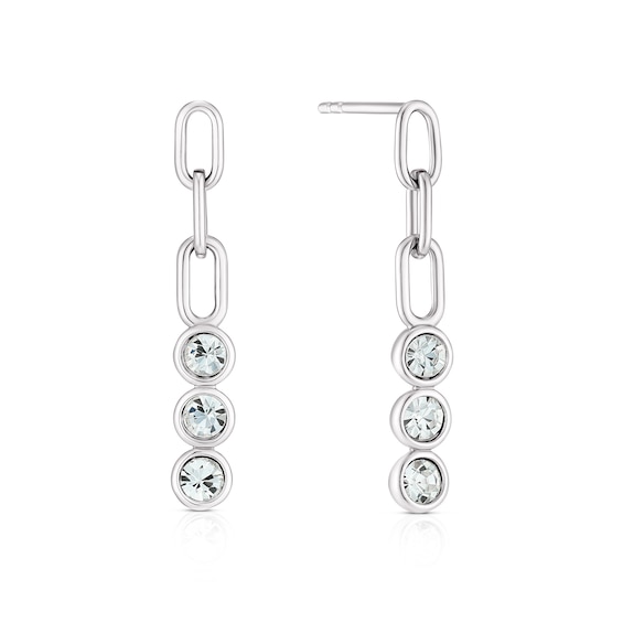 Sterling Silver Chain and Clear Preciosa Crystal Drop Earrings