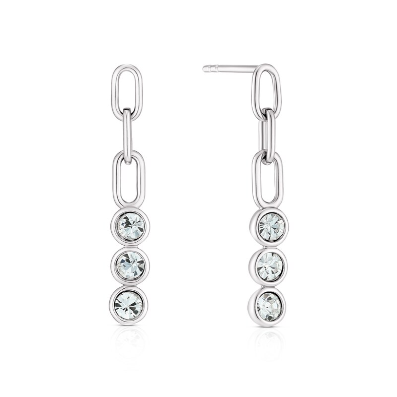 Main Image 1 of Sterling Silver Chain & Clear Preciosa Crystal Drop Earrings