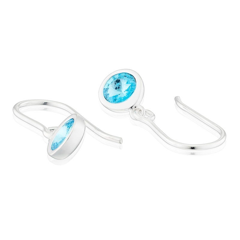 Main Image 2 of Sterling Silver Aqua Preciosa Crystal Hook Drop Earrings