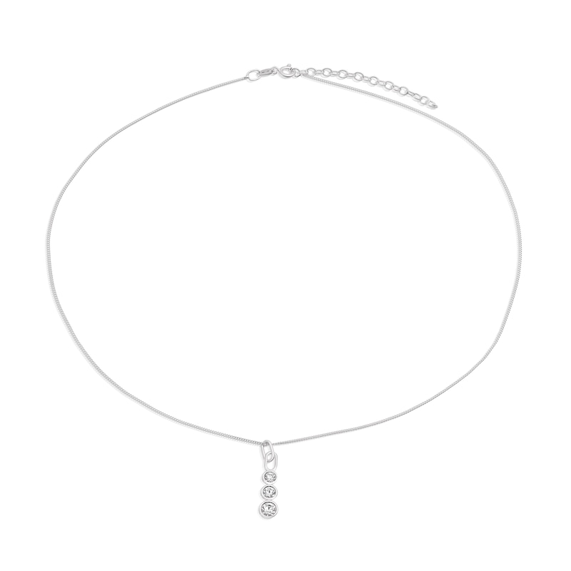 Main Image 2 of Sterling Silver Clear Preciosa Crystal Drop Pendant & Chain Necklace