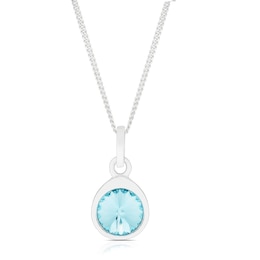 Sterling Silver Light Blue Preciosa Crystal Pendant Necklace