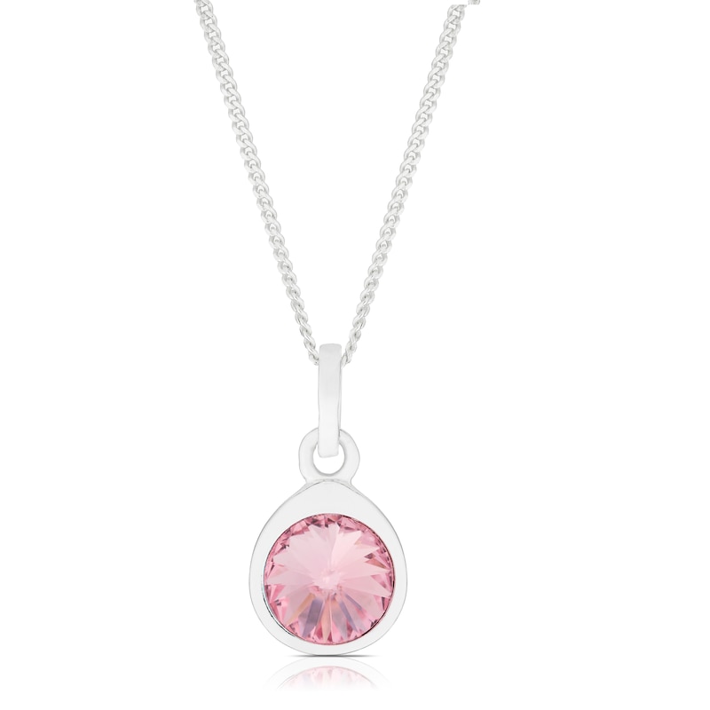Main Image 1 of Sterling Silver Pink Preciosa Crystal Pendant Necklace