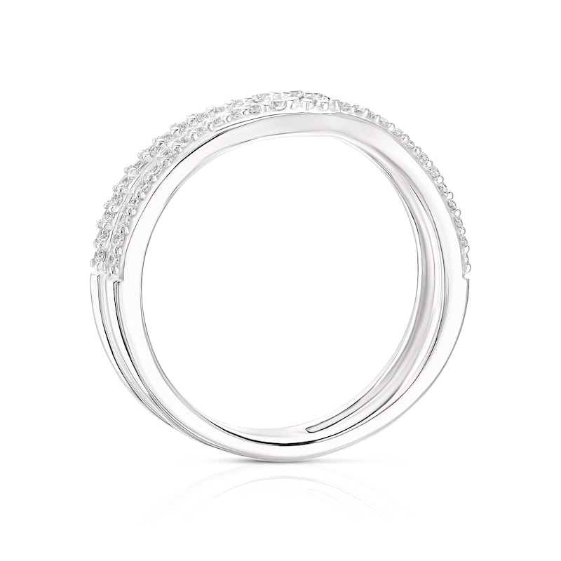 Main Image 3 of Sterling Silver Cubic Zirconia Double Row Wishbone Ring (Size P)