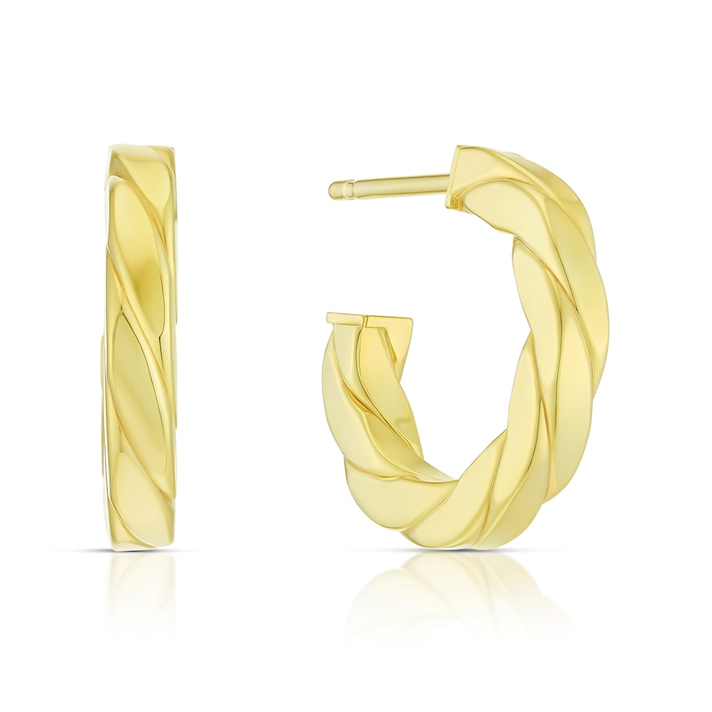 Main Image 1 of 9ct Yellow Gold Twist Half Hoop Earrings