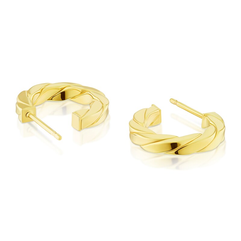 Main Image 2 of 9ct Yellow Gold Twist Half Hoop Earrings