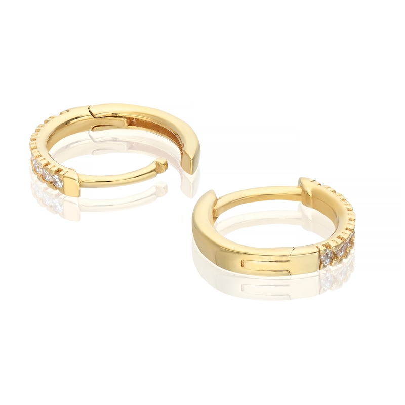 Main Image 2 of 9ct Yellow Gold Cubic Zirconia Huggie Hoop Earrings