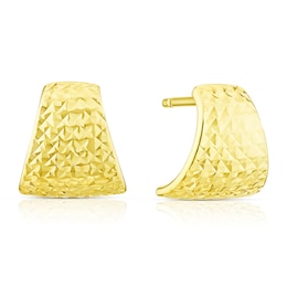 9ct Yellow Gold Diamond Cut Wide Half Hoop Earrings