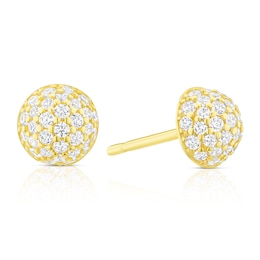 9ct Yellow Gold Cubic Zirconia Dome Stud Earrings
