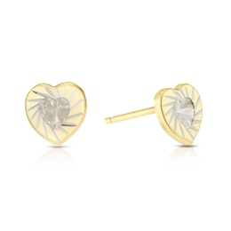 9ct Yellow Gold Heart Shaped Cubic Zirconia Stud Earrings
