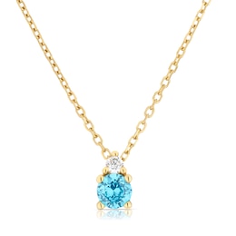 9ct Yellow Gold Blue & Clear Cubic Zirconia Pendant Necklace