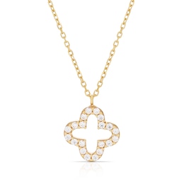 9ct Yellow Gold Cubic Zirconia Open Petal Pendant Necklace