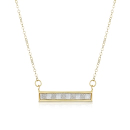 9ct Yellow Gold Glitter Rectangle Pendant Necklace