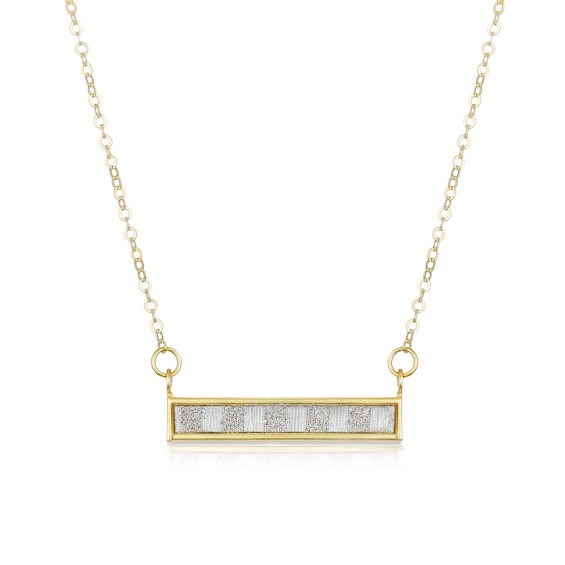 9ct Yellow Gold Glitter Rectangle Pendant Necklace