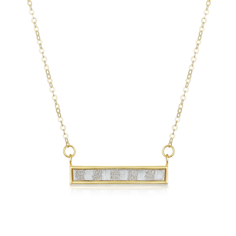 Main Image 1 of 9ct Yellow Gold Glitter Rectangle Pendant Necklace