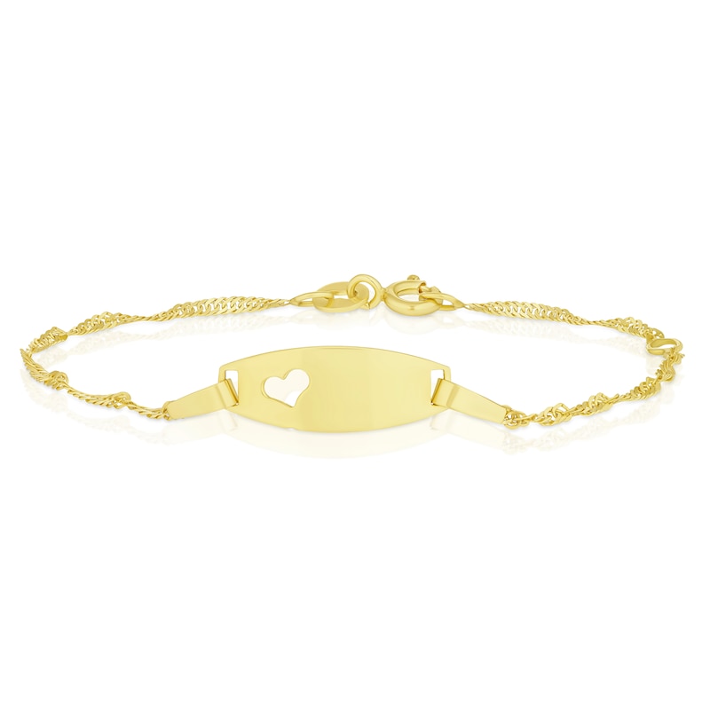 Children's 9ct Yellow Gold Heart ID Bracelet