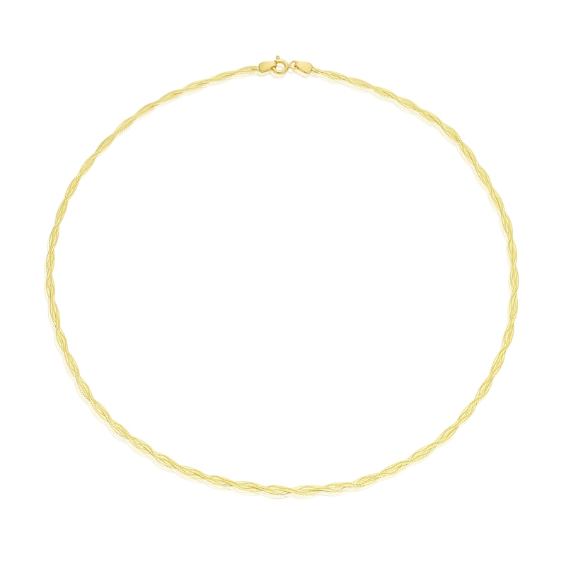 9ct Yellow Gold Diamond Cut Braided Chain