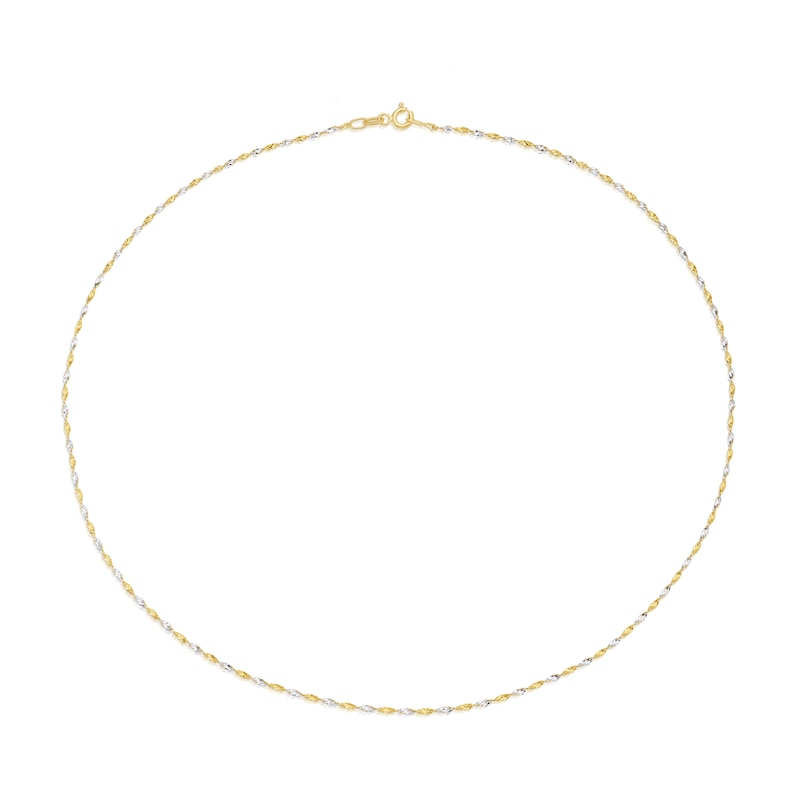 Main Image 2 of 9ct Two Tone Gold Twisted Chain Necklet