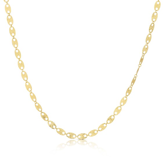 9ct Yellow Gold Diamond Cut Oval Pendant Necklace