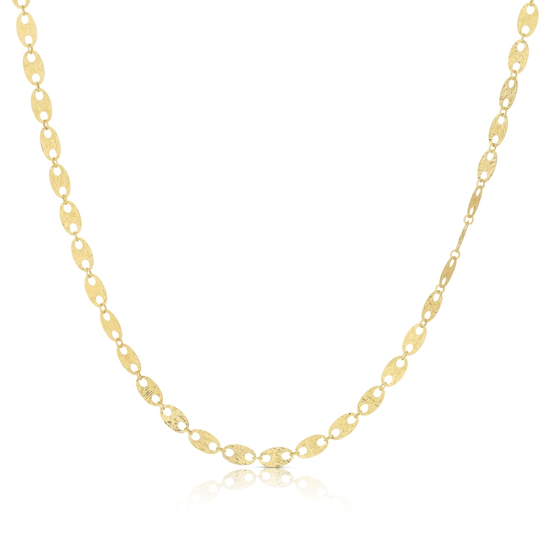 Main Image 1 of 9ct Yellow Gold Diamond Cut Oval Pendant Necklace