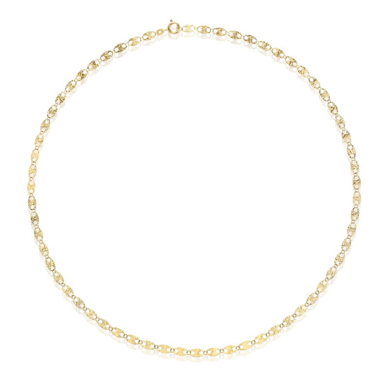 Main Image 2 of 9ct Yellow Gold Diamond Cut Oval Pendant Necklace
