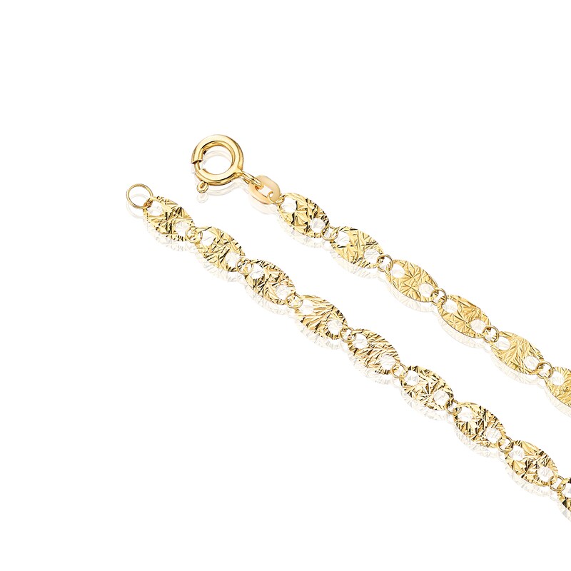 Main Image 3 of 9ct Yellow Gold Diamond Cut Oval Pendant Necklace