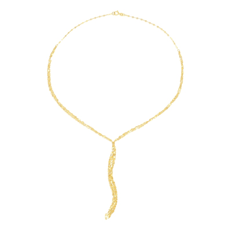 Main Image 2 of 9ct Yellow Gold Drop Lariat Pendant Necklace