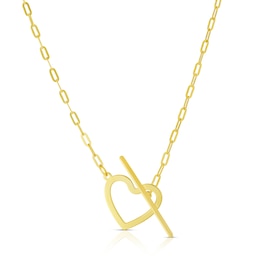 9ct Yellow Gold T-Bar Heart Pendant Necklace