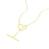 Thumbnail Image 2 of 9ct Yellow Gold T-Bar Heart Pendant Necklace