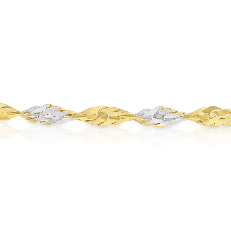 Main Image 2 of 9ct Two Colour Gold Twisted Chain Bracelet