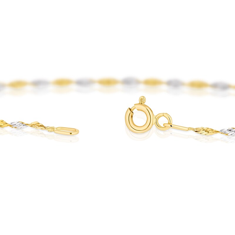 Main Image 3 of 9ct Two Colour Gold Twisted Chain Bracelet