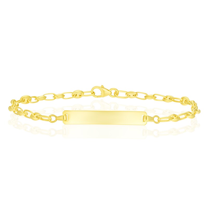 Main Image 1 of 9ct Yellow Gold 7.5" Puff Mariner Chain ID Bracelet