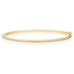 9ct Yellow Gold Glitter Detail Tube Bangle