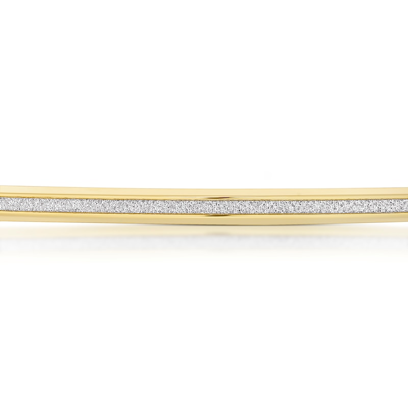 Main Image 2 of 9ct Yellow Gold Glitter Detail Tube Bangle