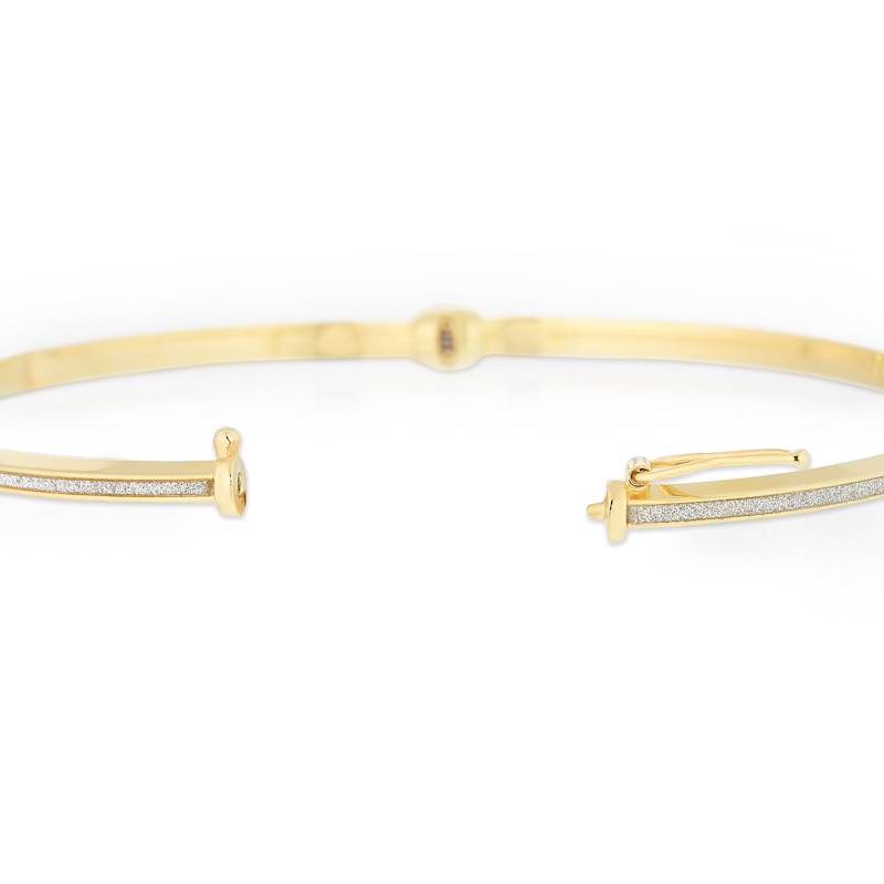Main Image 3 of 9ct Yellow Gold Glitter Detail Tube Bangle