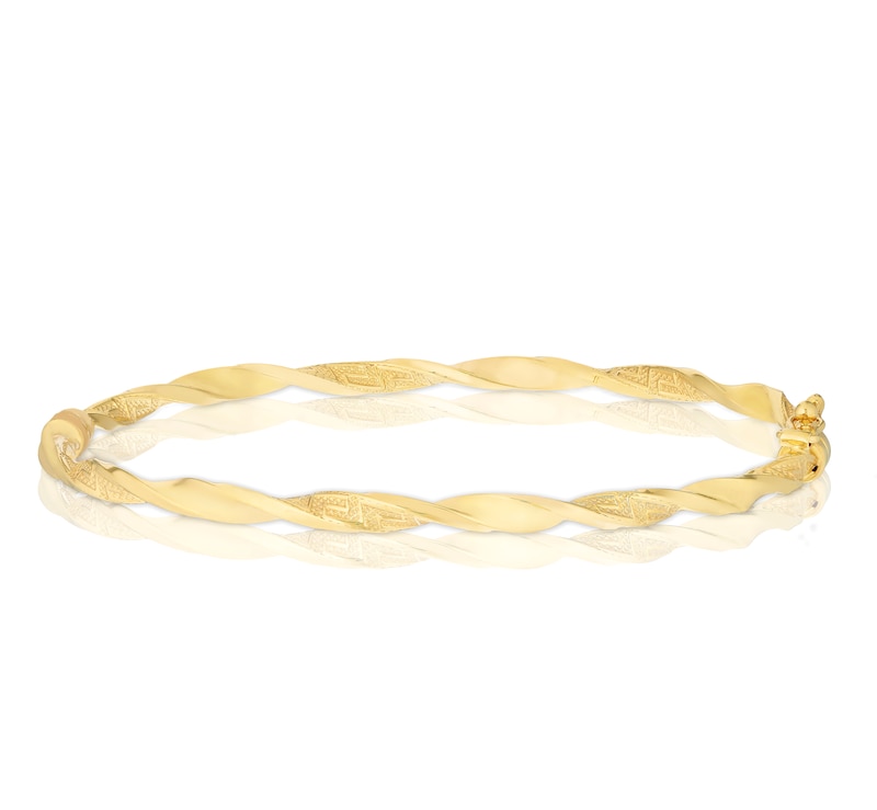 9ct Yellow Gold Hinged Twist Greek Bangle