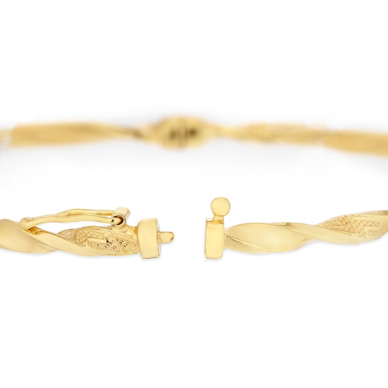 Main Image 3 of 9ct Yellow Gold Hinged Twist Greek Bangle