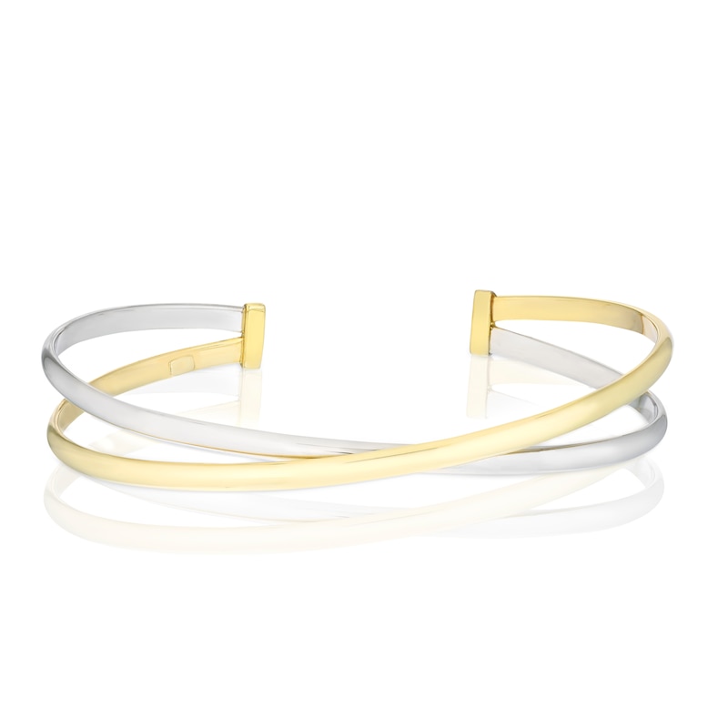 9ct Two Tone Gold Crossover Bangle