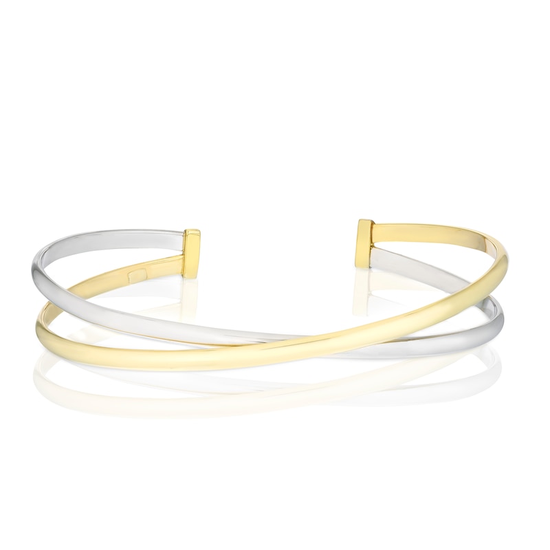 Main Image 1 of 9ct Two Tone Gold Crossover Bangle